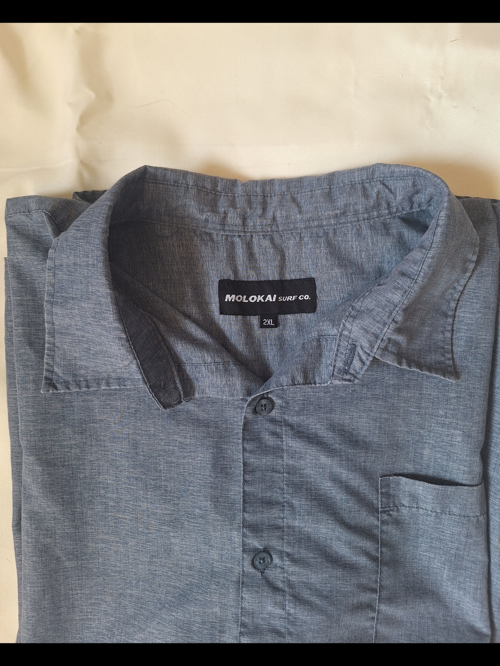 Molokai Surf Co. Men's Blue Button-Down Short Sleeve Shirt